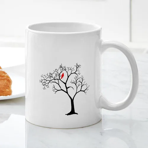 Vista 5 de CafePress Cardinal In Snowy Tree - Taza de café de cerámica (11 oz)
