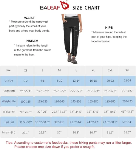 Vista 6 de BALEAF - Pantalones de senderismo para mujer, de secado rápido, ligeros, informales, para verano