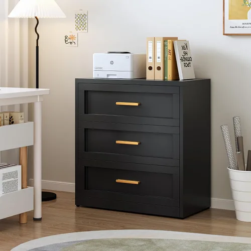 Vista 8 de LCAOPC Cómoda metálica negra de 3 cajones para dormitorio, cómoda ancha para armario, cómoda de metal, cómoda y cómoda para sala de estar, pasillo