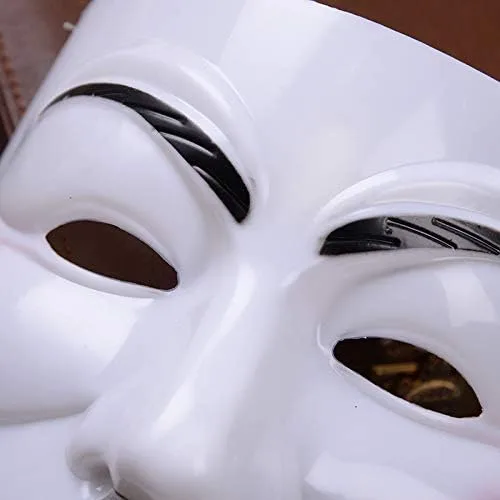 Vista 7 de Miuion Máscara de Guy Fawkes - V para vendetta, máscara de fiesta de cosplay de Anonymous Hacker (blanco)