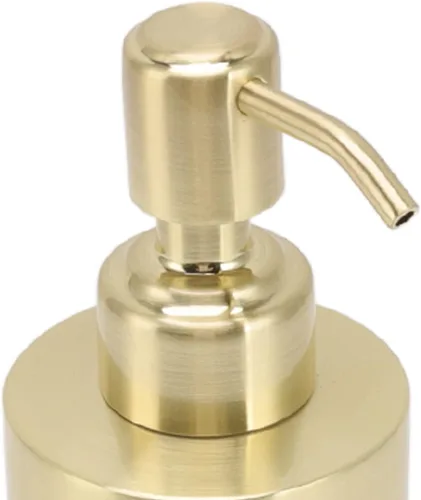 Vista 8 de Dispensador de jabón dorado, dispensador de loción redondo dorado, encimera de baño de cocina de acero inoxidable, dispensador de gran capacidad