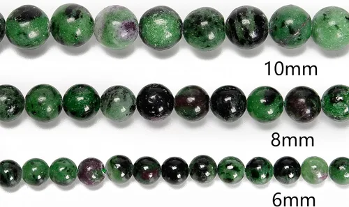 Vista 4 de JM Design Rubí Zoisite Cuentas redondas lisas 0.157 in 15.5" Hebra para la fabricación de joyas