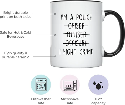 Vista 2 de YouNique Designs Tazas de oficial de policía – Regalos para nuevos oficiales de policía para hombres y mujeres, tazas de café portátiles de 11
