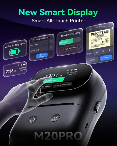Vista 2 de Phomemo Etiquetadora M20Pro con pantalla táctil, detección automática