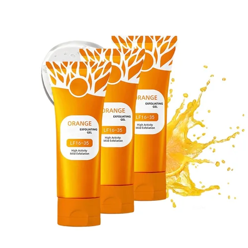 Vista 9 de Gel exfoliante naranja, gel exfoliante de enzima naranja para cara y cuerpo, poros de limpieza profunda, elimina puntos negros, exfoliante
