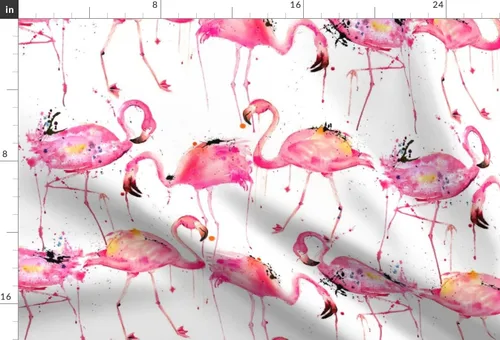 Vista 3 de Spoonflower Tela a gran escala, rosa, flamencos, acuarela, tropical, pájaro, animal, impreso en tela de gasa Fat Quarter - Costura de ropa de moda