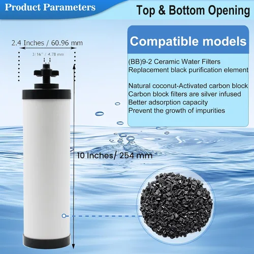 Vista 3 de 【Actualizado】Filtro de cerámica Virego con infusión de plata, repuesto para filtro de agua BB9-2, filtros de limpieza repetibles compatibles