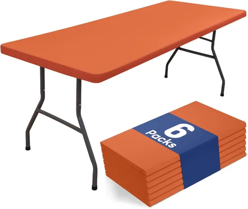 Vista 21 de homing Paquete de 4 manteles rectangulares de 4 pies, mantel ajustable de poliéster impermeable, lavable, para picnic, campamento, al aire libre