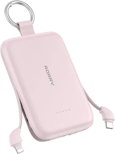 Vista 11 de RORRY CharmGo - Cargador portátil, 10000 mAh PD 30 W, cargador portátil de carga rápida con cables integrados, llavero de viaje para iPhone Negro