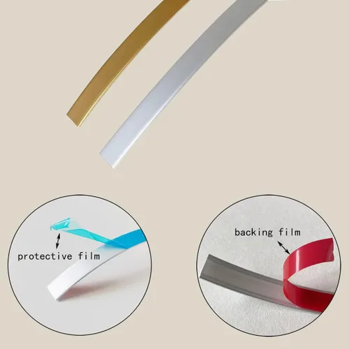 Vista 3 de Moldura flexible de pared Moldura para despegar y pegar Moldura de borde de techo/pared/espejo/puerta/armario/gabinete, 16.4 pies x 0.4 pulgadas