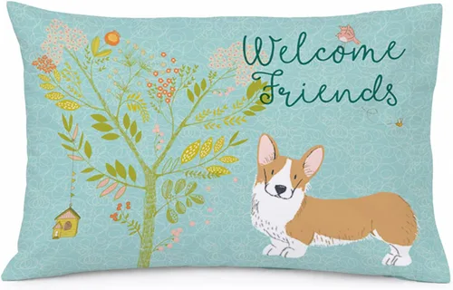 Vista 84 de Caroline's Treasures BB7625PILLOWCASE - Funda de almohada decorativa de tela con texto en inglés "Welcome Friends" Airedale Terrier estándar