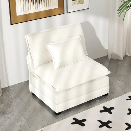 Vista 9 de Real Relax 145'' Sofá seccional modular, sofá convertible de 4 plazas con chenilla, 8 almohadas y 2 reposabrazos para sala de estar, oficina