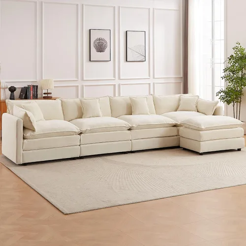 Vista 26 de Sofá modular seccional, juego de sofá en forma de L de 77 pulgadas con reposabrazos, cómodos sofás de nube de 2 plazas para sala de estar