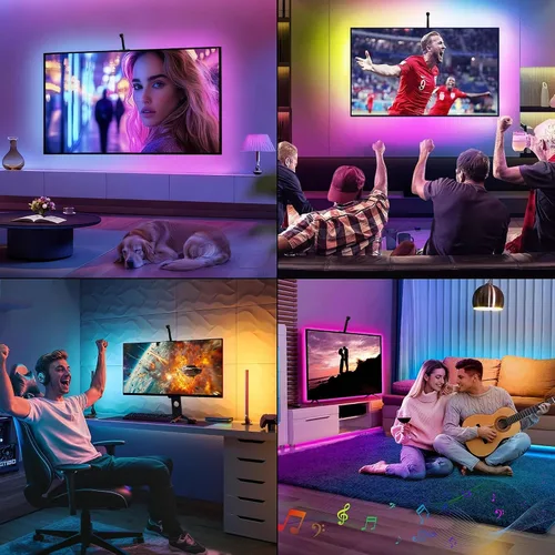 Vista 6 de Retroiluminación LED para TV, tira de luces LED cortables de 12.5 pies que cambian con pantalla de televisores de 55 a 65 pulgadas y monitor de PC