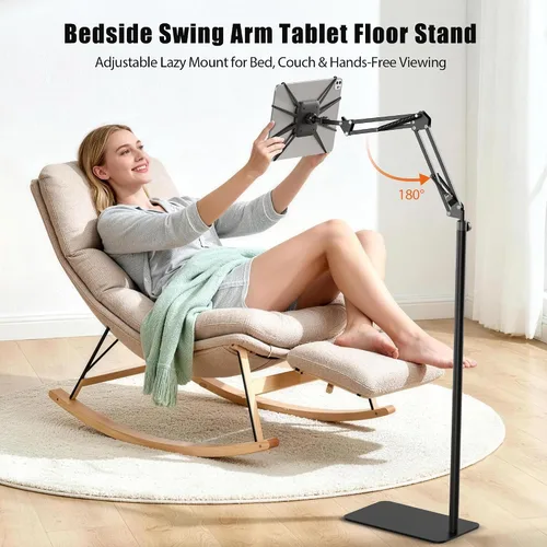 Vista 4 de Soporte de piso para tableta con base de metal, soporte para tableta