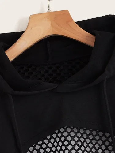 Vista 5 de COZYEASE Sudadera deportiva recortada para mujer, con hombros caídos, con cordón y cordón
