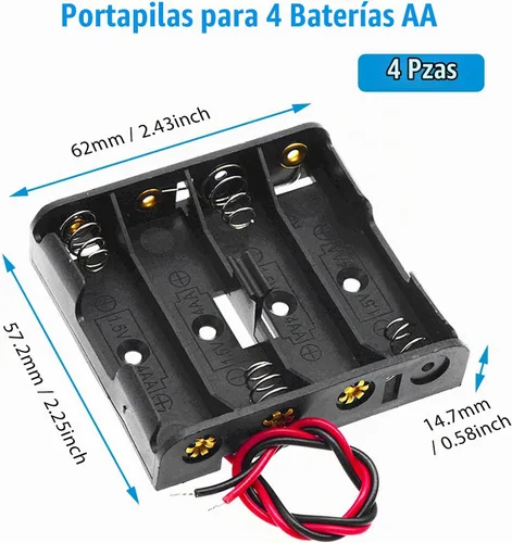 Vista 2 de Paquete de 4 soportes de batería AA gruesos, 4