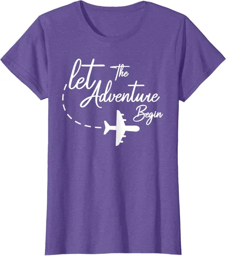 Vista 21 de Let The Adventure Begin - Camiseta inspiradora en modo de viaje en avión, Negro, S