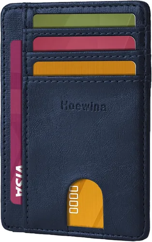 Vista 17 de Hoewina Cartera delgada para hombre, bolsillo frontal minimalista con bloqueo RFID, billetera de cuero delgada para tarjetas de viaje, regalos