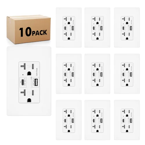 Vista 11 de Micmi Toma USB C + A PD de 65 W GaN + receptáculo de entrega de energía de 6.5 A con puertos tipo A y tipo C, 125 voltios resistente a