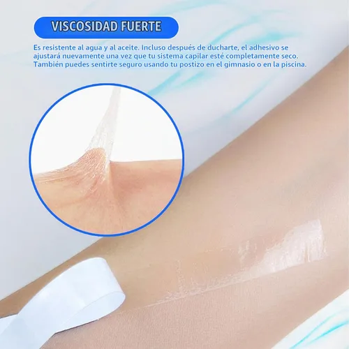 Vista 4 de 5/16"(0.8cm)*12 yardas Cinta para extensiones de cabello con cinta adhesiva de doble cara para extensiones de cabello (blanco)