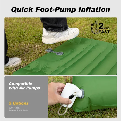Vista 4 de Colchoneta de dormir para camping, extra grueso, 4.7 pulgadas, colchoneta inflable ultraligera e impermeable con colchón de aire integrado