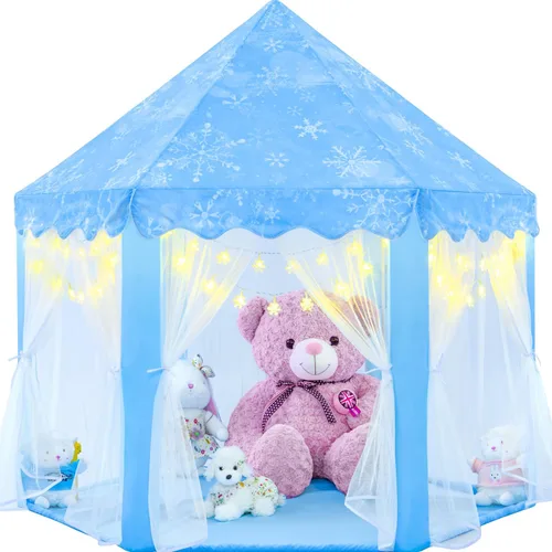 Vista 10 de EVOIONOS Tienda de campaña de princesa para niñas, tienda de campaña de castillo para niñas, tienda de campaña de juego de castillo de princesa