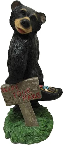 Vista 5 de Design House 336313 - Estatua de oso con texto en inglés "Wipe Your Paws Looking Back" de 14 pulgadas para jardín, patio, hogar y oficina