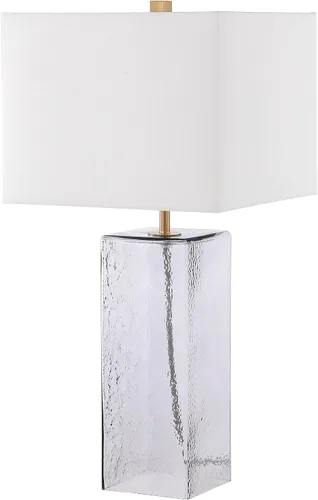 Vista 4 de SAFAVIEH Lighting Collection Memris Coastal Contemporary - Lámpara de mesa de cristal gris de 28 pulgadas (bombilla LED incluida)