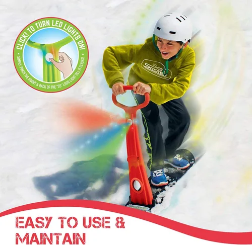 Vista 4 de GeoSpace Original LED Ski Skooter: Monopatín o tabla de snowboard plegable para usar sobre nieve o césped, varios