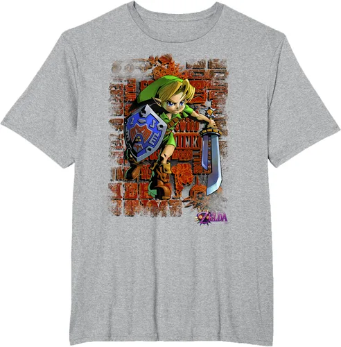 Vista 37 de Legend of Zelda Majoras Mask Link Action Retrato Camiseta Negro