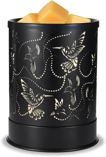 Vista 7 de Nawaza - Calentador de cera de metal 2 en 1, eléctrico, para velas aromáticas, derretido de cera y cubos de cera con luz LED, quemador de aceites
