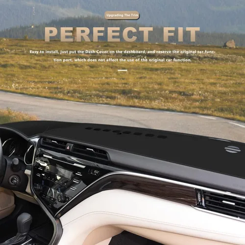 Vista 6 de auovo Cubierta de salpicadero compatible con Toyota Camry 2018-2023 2024, accesorios protector de sombrilla antideslizante cubierta de alfombra
