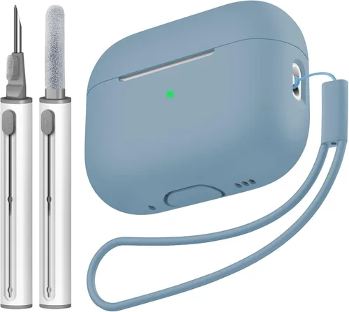 Vista 26 de Compatible con Airpods Pro 2 Case, Funda Protectora de Piel de Silicona Suave con Kit de Limpieza y Cordón Compatible para AirPod Pro de 2ª