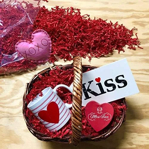 Vista 5 de Relleno de papel de corte arrugado para embalaje y llenado de cestas de regalo (0.5 libras), rosa