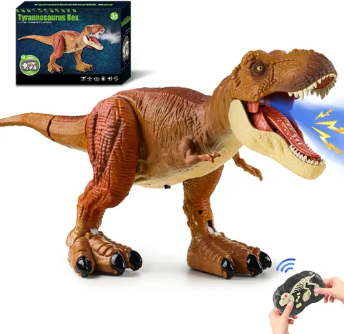 Vista 8 de Tyrannosaurus - Juguetes de dinosaurio a control remoto para niños de 3 a 12 años, velocidad ajustable T Rex juguetes con rociador de niebla, luz