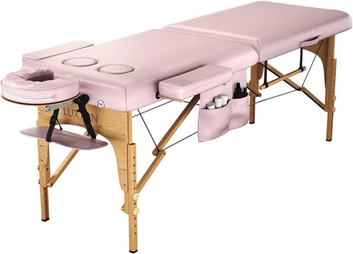 Vista 8 de Mesa de masaje de espuma viscoelástica prémium para mujer con agujeros para el pecho personalizados y sábanas personalizadas, estuche de viaje
