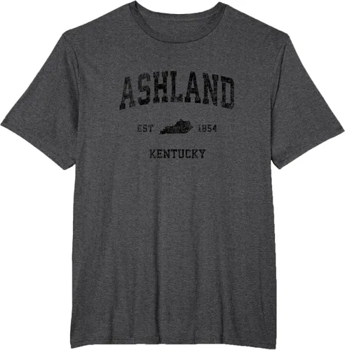 Vista 25 de Ashland Kentucky KY Vintage Sports Design Camiseta de impresión negra Asfalto
