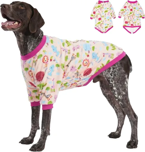 Vista 10 de LovinPet Chaquetas para perros grandes de 50 a 60 libras, ropa de tela de franela agradable a la piel para perros, estampado de espuma de mar