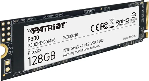 Vista 3 de Patriot P300 M.2 PCIe Gen 3 x4 128GB SSD de Bajo Consumo de Energía