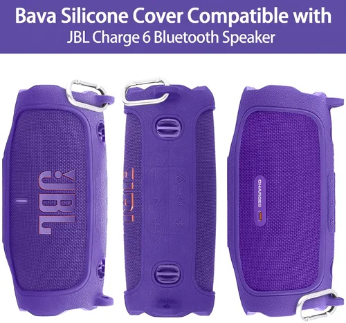 Vista 53 de Funda de silicona compatible con JBL Charge 5 Altavoz Bluetooth portátil impermeable (Cubierta de silicona negra)