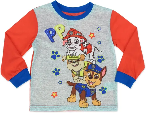Vista 2 de Paw Patrol Pijama para niños, 2 piezas con pantuflas adicionales, 100% poliéster, niño pequeño de 2T a 5T, Azul, Rojo