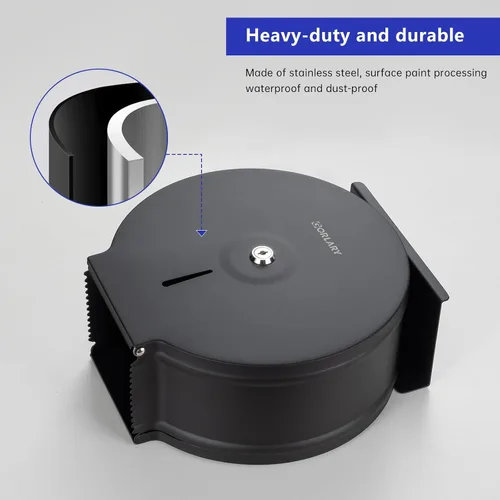 Vista 5 de Dispensador de papel higiénico gigante comercial con estante, soporte de rollo de acero inoxidable para montaje en pared, dispensadores de papel