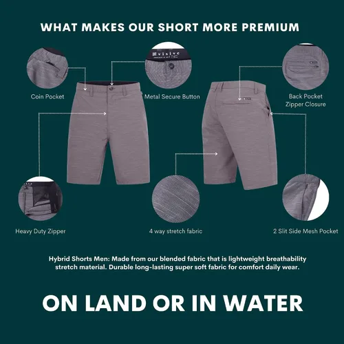 Vista 5 de Visive Pantalones cortos híbridos para hombre, pantalones cortos elásticos de golf de alta calidad, trajes de baño para hombre, pantalones cortos