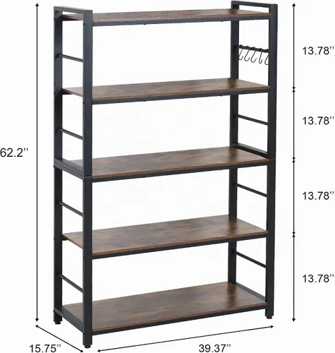 Vista 2 de Estante para panaderos de 5 niveles, soporte para horno de microondas con estantes, estante de almacenamiento de utilidad de 5 niveles con 5