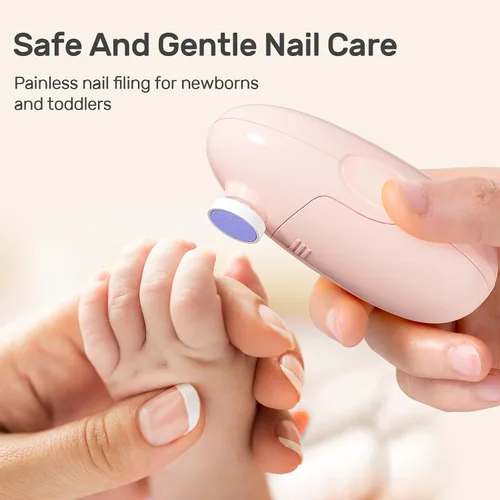 Vista 2 de Cortador de uñas eléctrico para bebés, juego de cortaúñas seguro para recién nacidos, bebés y niños pequeños, 8 cabezales de molienda, lima de uñas