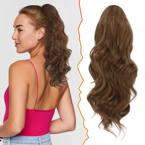 Vista 19 de BARSDAR Extensión de cola de caballo resaltada - 20 pulgadas de extensión de cola de caballo rizada y ondulada con cordón para mujeres - Extensiones