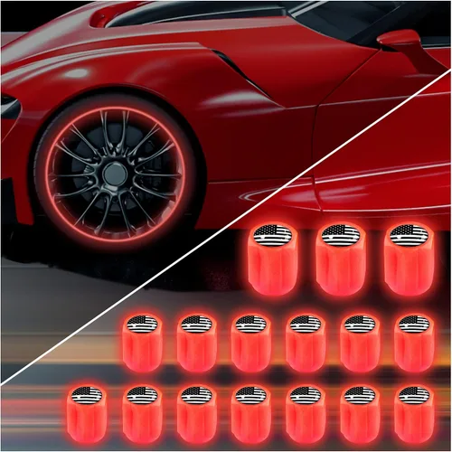 Vista 18 de 16 PCS tapones fluorescentes para vástago de válvula de neumático, tapones luminosos para válvula de aire de rueda de automóvil, accesorios