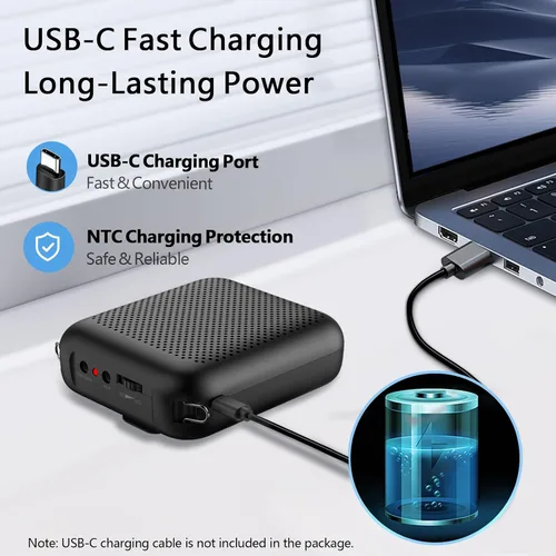 Vista 4 de Norwii Amplificador de voz Bluetooth para profesor con micrófono con cable Negro - 4000mAh