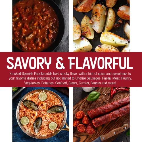 Vista 9 de Pimentón ahumado XL de 7 onzas en tarro gourmet grado restaurante audaz sabor a pimentón español ahumado por SPQR Seasonings